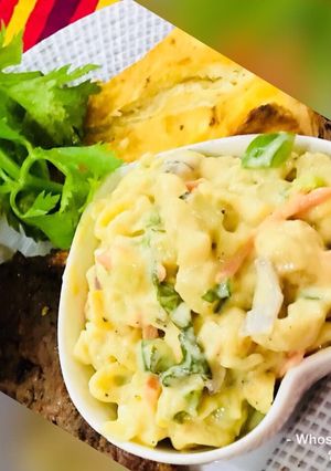 A picture of Whosayna’s Cheesy Pasta Salad.
