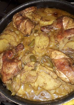 صورة لوصفة صينية دجاج مع بطاطا وبصل 😋