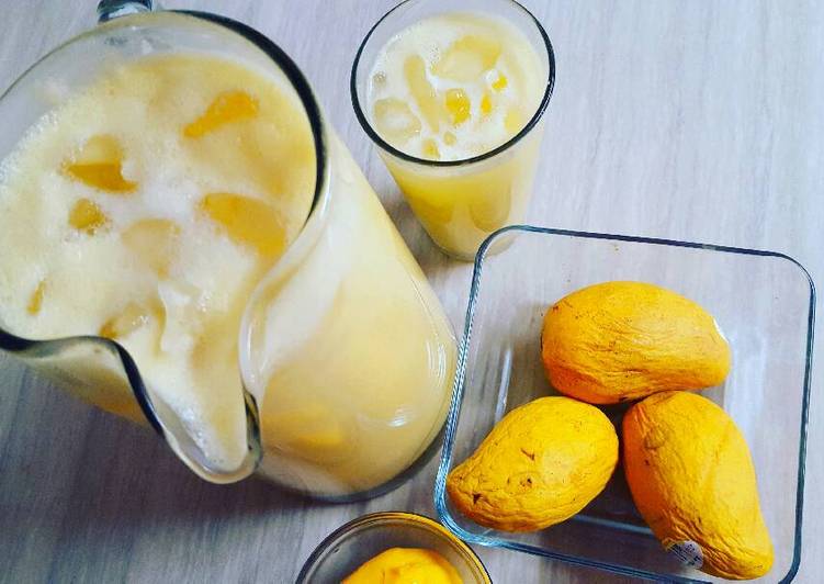como hacer jugo de mango con leche