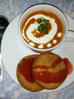A picture of Creamy tomato soup.