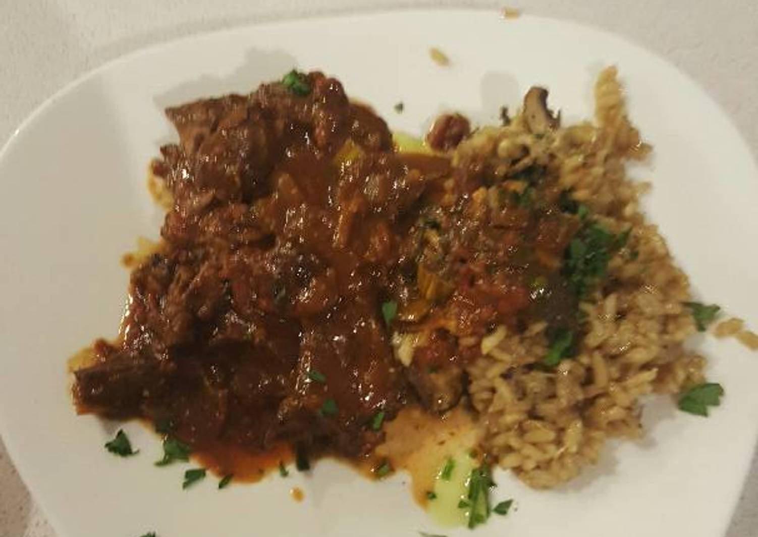 Osobuco al disco con risotto de hongos Receta de Juanpedro Cookpad