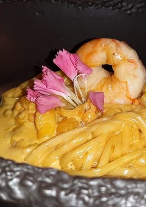 صورة لوصفة معكرونه الجمبري بصوص الزعفران