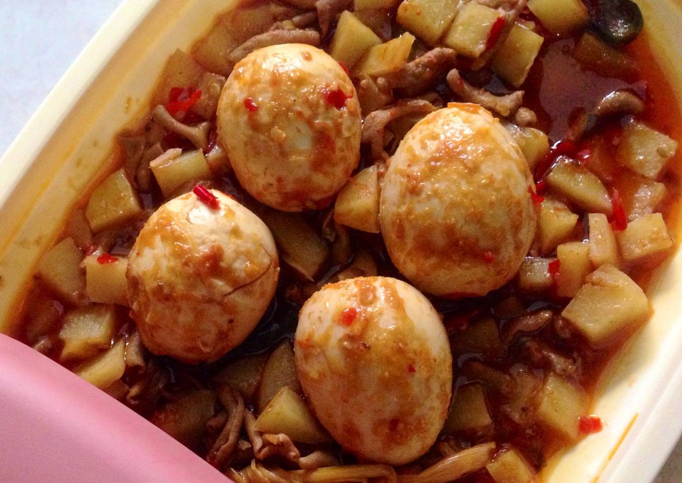 Resep Telor Balado Mix Usus&Kentang, Bikin Ngiler