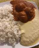 Albóndigas con puré de papa amarilla