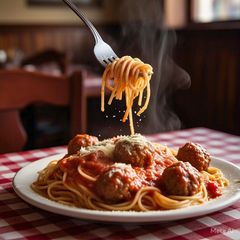 A picture of Delicious spaghetti.
