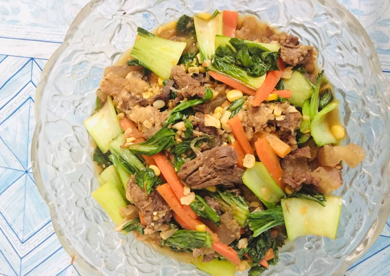 69. tumis pokcoy daging sapi