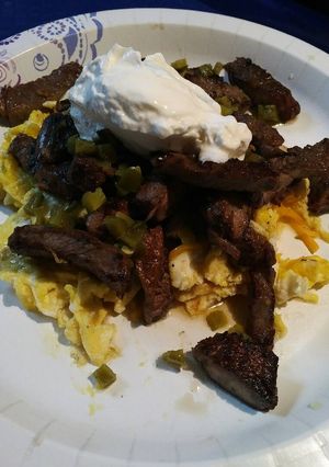 A picture of Spicy Grilled Steak and Eggs.
