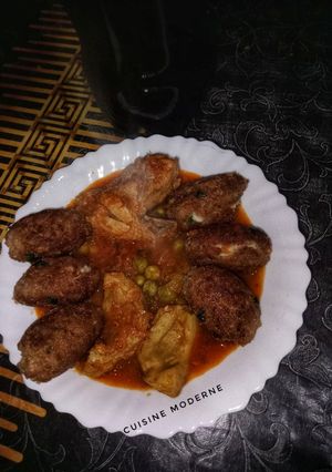 صورة لوصفة طاجين البسباس باللحم المفروم 🍖 والجبن 🧀