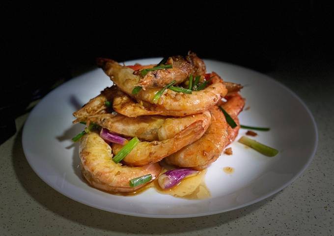 Resep Udang bumbu bawang dan kecap asin yang Lezat