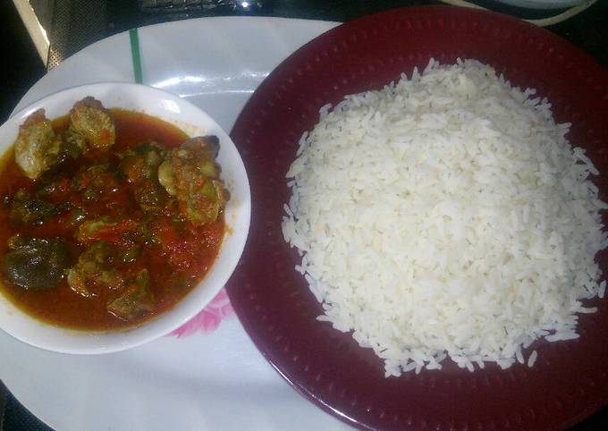 White rice and goatmeat stew