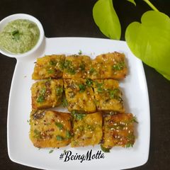 A picture of Bottle Gourd-Colocasia leaves Dhokla.