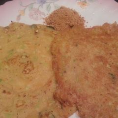 A picture of Foxtail millet veg adai (thinai adai).