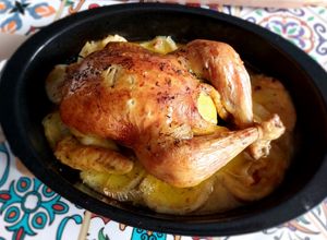 Una foto de Pollo al horno con cava