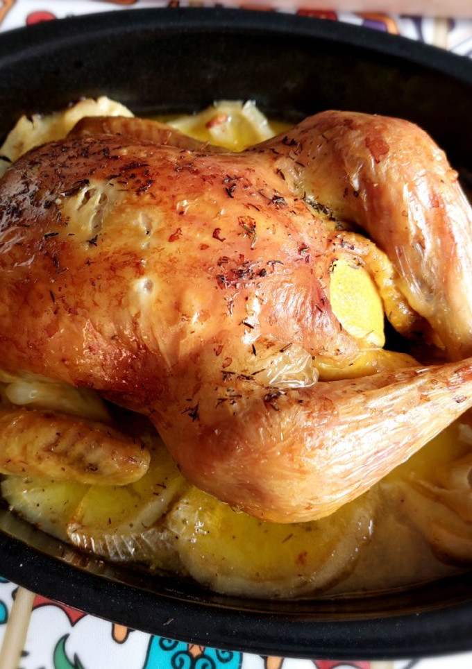 Una foto de Pollo al horno con cava