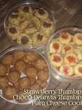Strawberry Thumbprint, Choco Peanuts Thumbprint, Palm Cheese Cookies