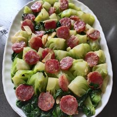 A picture of Sautéed Bok Choy with Chinese Sausage.