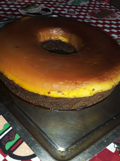 Una foto de Chocoflan casero