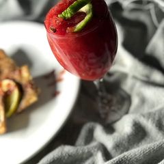 A picture of Watermelon/strawberry smoothie.