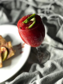 A picture of Watermelon/strawberry smoothie.