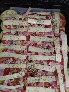 Una foto de Berenjenas pizza