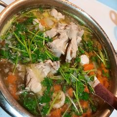 A picture of My version of chicken noodles soup.