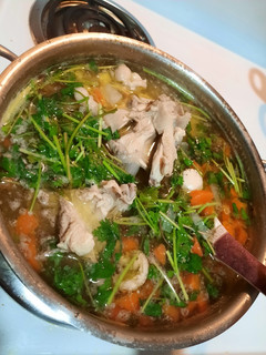 A picture of My version of chicken noodles soup.