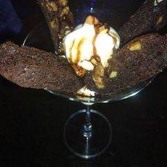 Walnut brownie with Ice cream A picture of Walnut brownie with Ice cream.