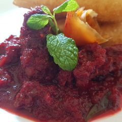 A picture of Easy and Healthy Beetroot chicken for your valentine seasoned with Love 😍.