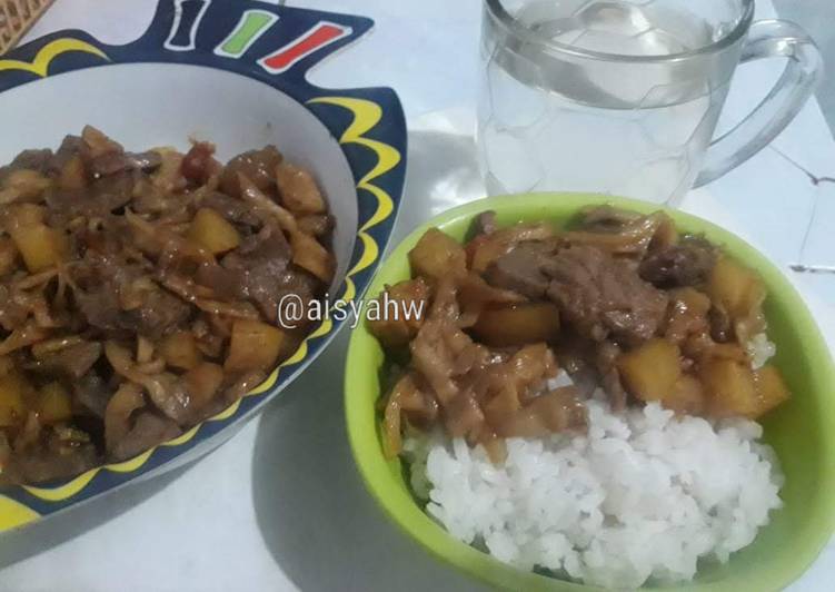 Langkah Mudah untuk Menyiapkan Rice bowl daging jamur Jadi, Sempurna
