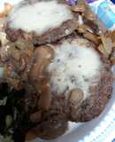 Swiss Mushroom Onion Sirloin Burgers in a Beef Reduction