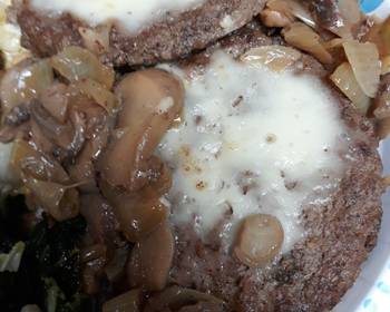 Update, Cooking Recipe Swiss Mushroom Onion Sirloin Burgers in a Beef Reduction Most Delicious