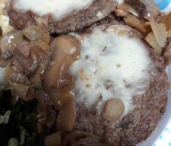 Latest Recipe Swiss Mushroom Onion Sirloin Burgers in a Beef Reduction Delicious Steady