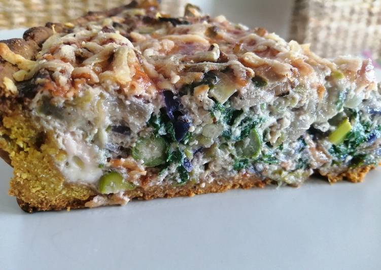 Quiche de verduras con base de harina de garbanzos (sin gluten)