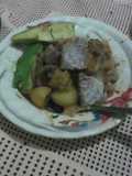 Stewed Arrow roots and potatoes