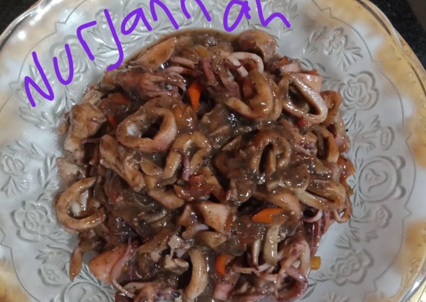 Cumi hitam dengan saus tiram