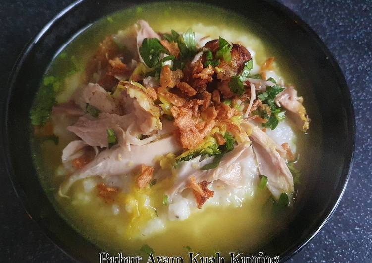 Resep Mudah Bubur Ayam Kuah Kuning (Rice Cooker) Ala Restoran