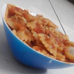 A picture of Red sauce pasta.