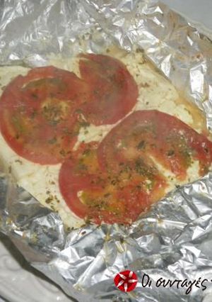A picture of Feta in aluminum foil.