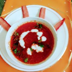 Tomato mix veg soup A picture of Tomato mix veg soup.