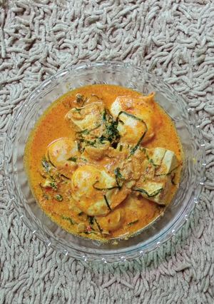 Foto resep Gulai telur ceplok mix tahu & daun mangkok