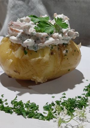 Una foto de Papa al Horno con tocino