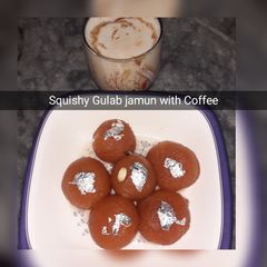 A picture of Squishy Gulab jamun with Coffee♡.