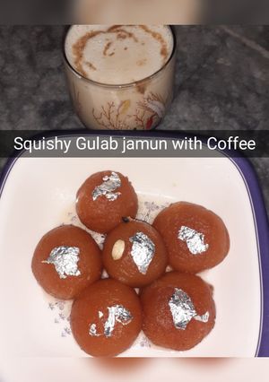 A picture of Squishy Gulab jamun with Coffee♡.