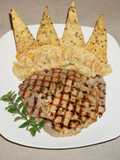 Grilled Pork Chops with White Bean Purée and Homemade Flaxseed-Sesame Chips. Jon Style