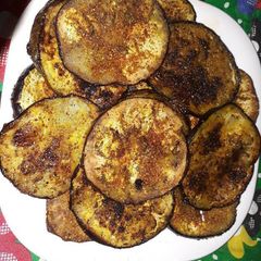 A picture of Baigan masala fry.