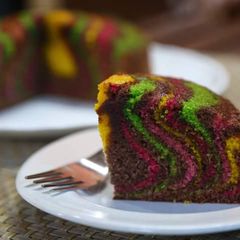 A picture of Rainbow Zebra Cake.