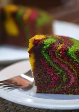 A picture of Rainbow Zebra Cake.