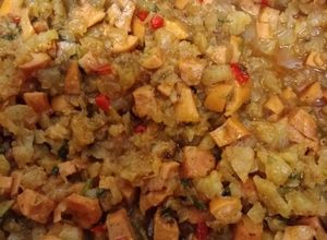 Una foto de Picadillo de arracache con chorizo