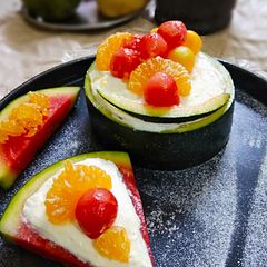 A picture of Fruit Dessert with HungCurd topping.