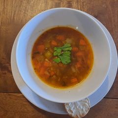 A picture of Quick veggie and barley soup.